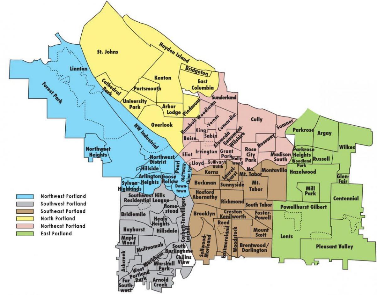 Portland Oregon neighborhood map