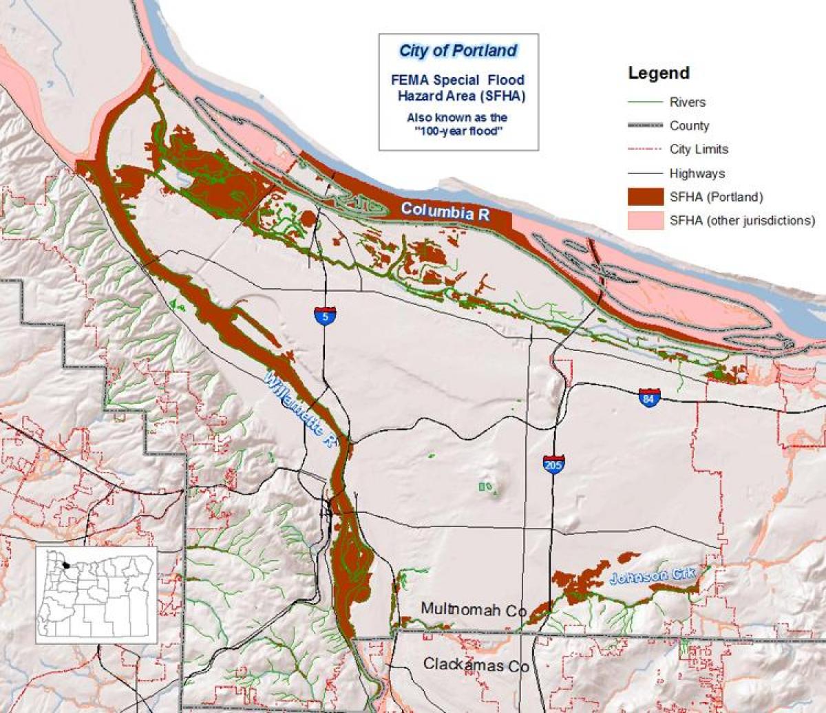 Portland Oregon flood map