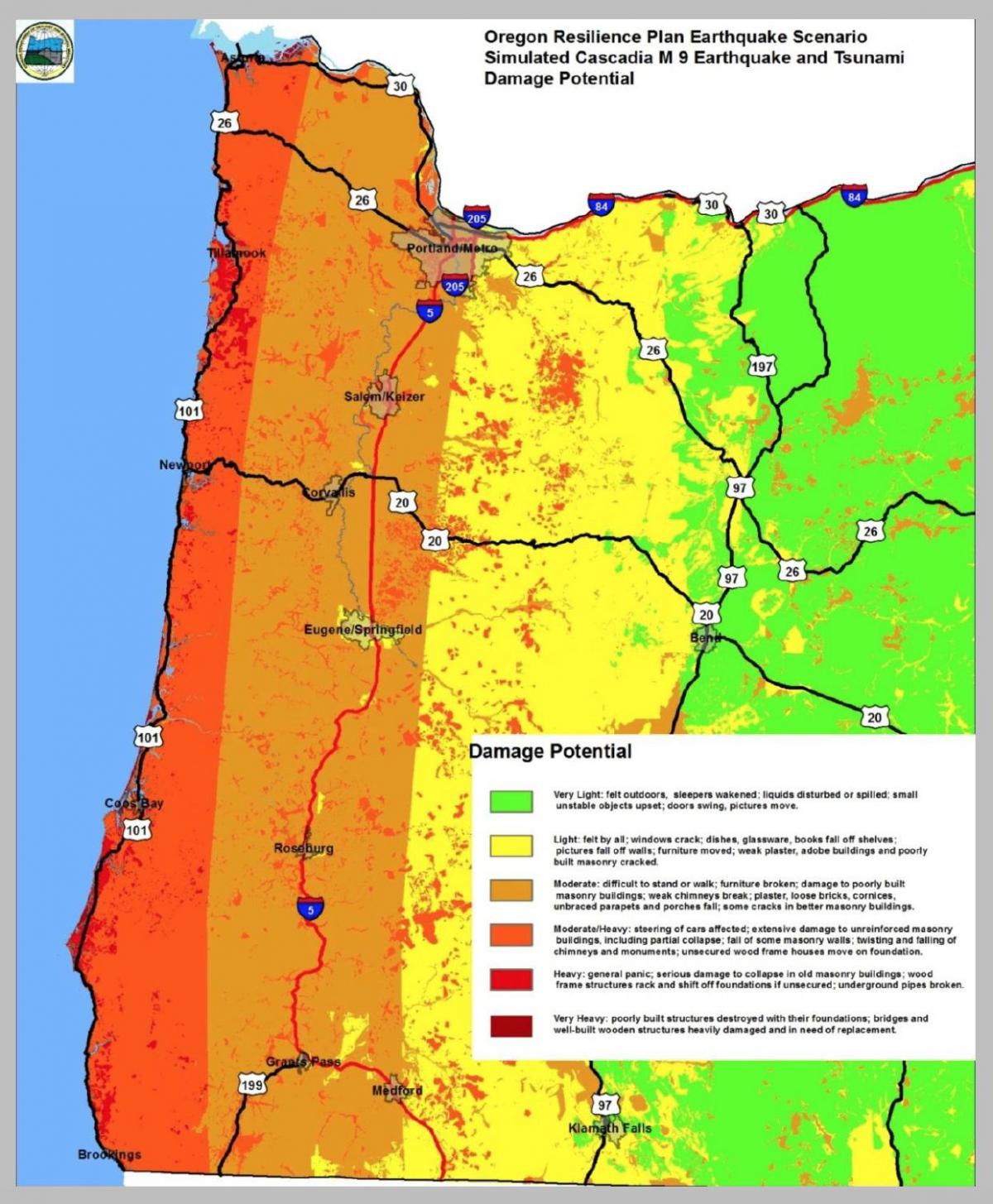 earthquake map Portland Oregon