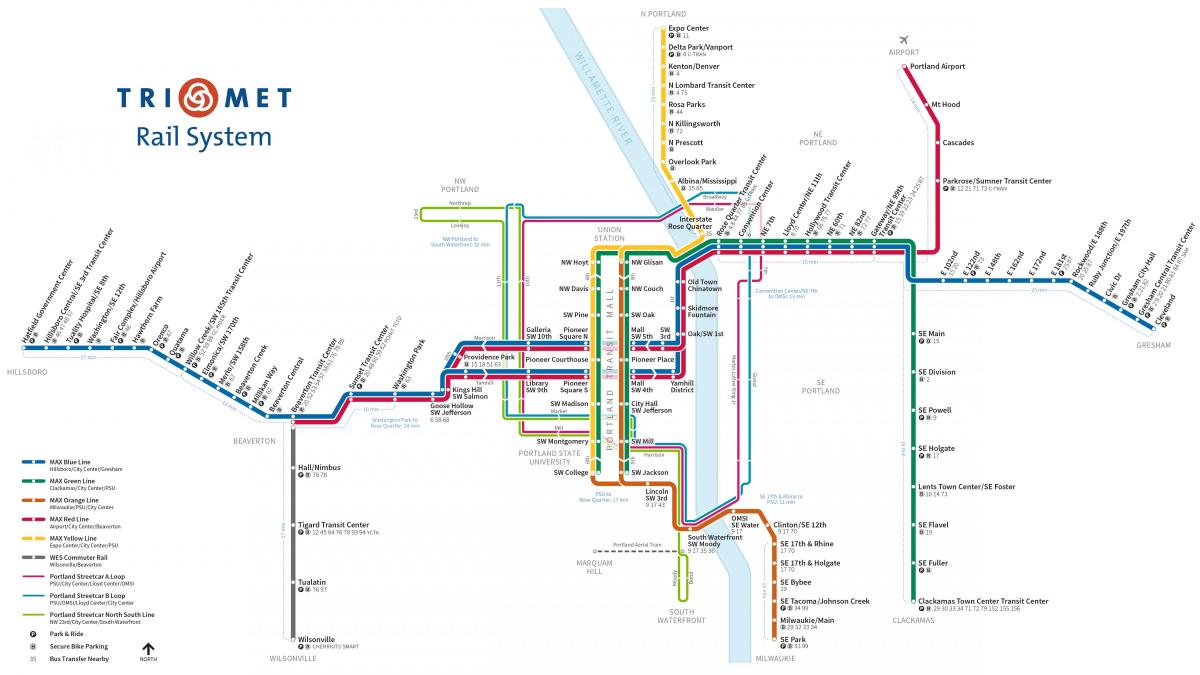 Portland rail system map