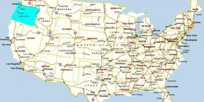 Portland Oregon on map of USA